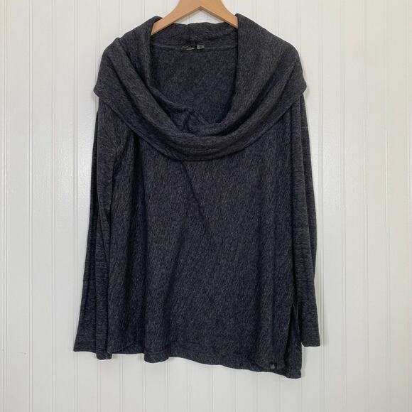 Prana Womens Sweater Size Medium Ginger Cowl Neck Long Sleeve Charcoal Gray - Picture 2 of 9